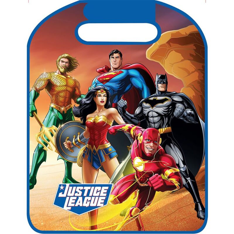 foto del prodotto dc comics proteggisedile auto sedile anteriore viaggi justice league bambino supereori batman superman aquaman wonder woman flash