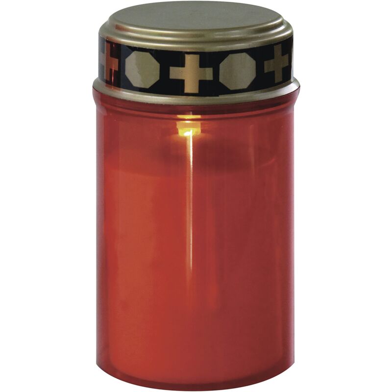 foto del prodotto dccv20 candela funerale a led, con sensore crepuscolare, ip44, impermeabile, per esterni, durata 1500 ore, 7 x 12,5 cm, colore rosso emos