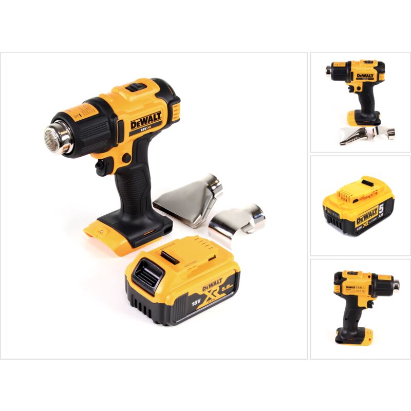 foto del prodotto dce 530 n pistola ad aria calda a batteria 18v 530c 1x batteria 5.0ah riflettore per superfici senza caricabatterie dewalt