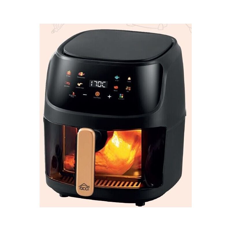 foto del prodotto dcg friggitrice ad aria 8lt digitale 1350w fr3608bd nera con finestra