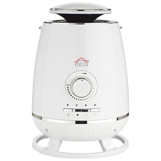 foto del prodotto dcg ptc003 stufa elettrica in ceramica rotante con termostato regolabile 2 livelli di potenza 900 1800 watt tasto antiribaltamento bianco