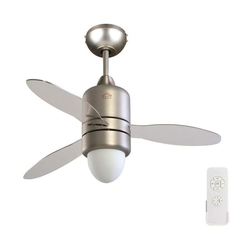 foto del prodotto dcg vecrd65tl ventilatore a soffitto, diametro 107 cm, 3 velocita , 3 pale trasparenti, luce integrata, telecomando, 60 w, trasparente