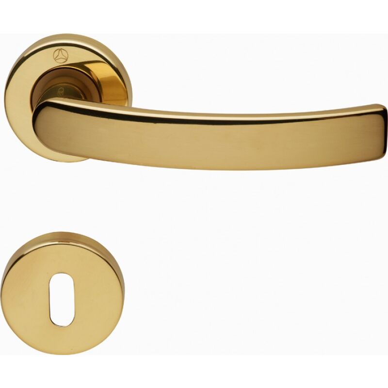 foto del prodotto dck group maniglia con rosetta per porta in ottone lucido modello idea 1 coppia