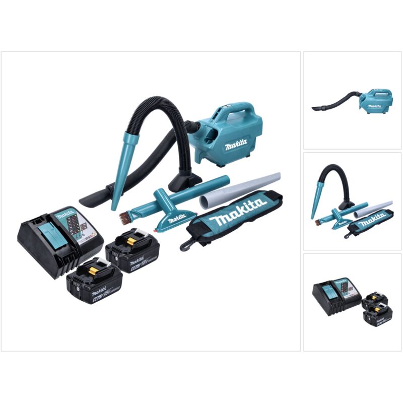 foto del prodotto dcl 184 rg aspiratore a batteria 18 v 54 mbar 0,5 l 2x batterie 6,0 ah caricabatterie makita