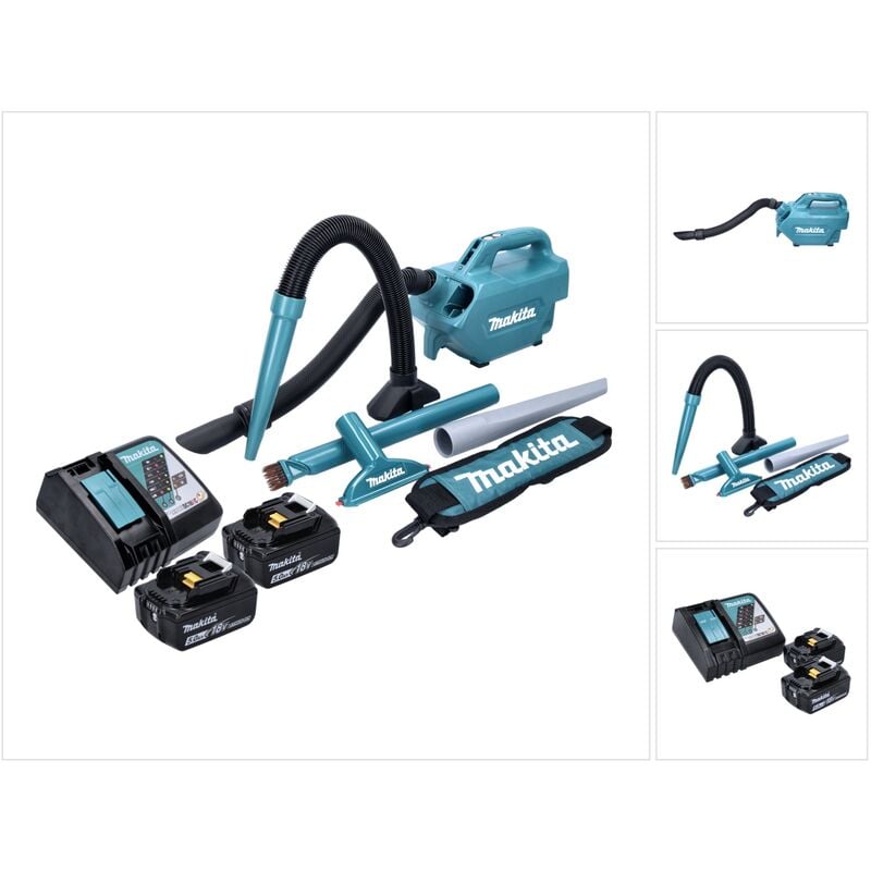foto del prodotto dcl 184 rt aspiratore a batteria 18 v 54 mbar 0,5 l 2x batterie 5,0 ah caricabatterie makita
