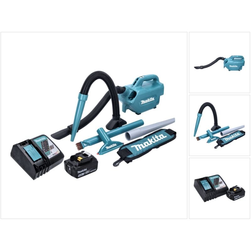 foto del prodotto dcl 184 rt1 aspiratore a batteria 18v 54 mbar 0,5 l 1x batteria 5,0 ah caricabatterie makita