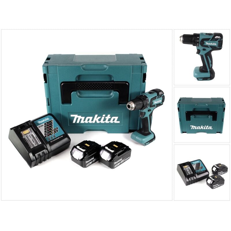 foto del prodotto ddf 459 rtj trapano avvitatore a batteria 18v 45nm in valigetta makpac 2x batterie 5,0 ah caricabatterie makita