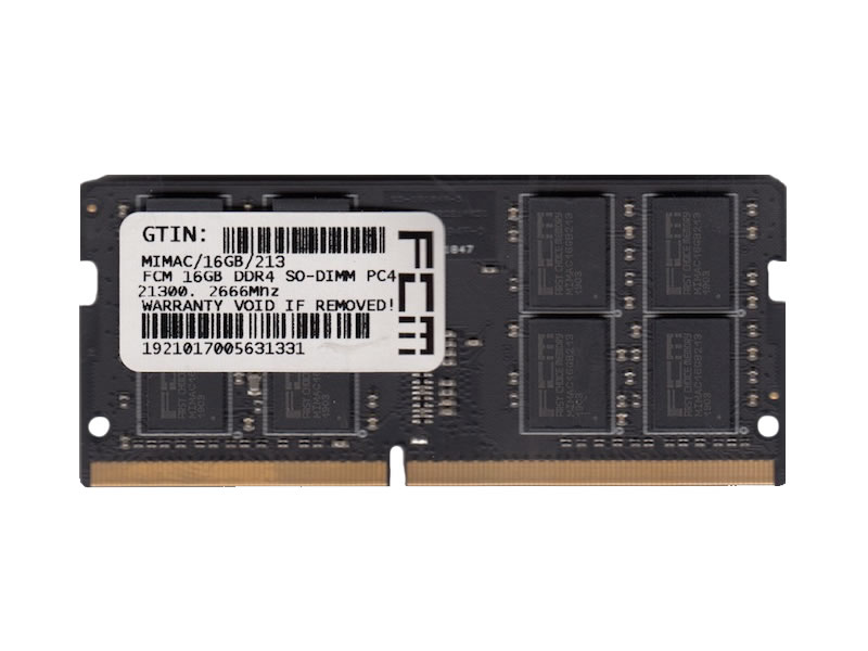 foto del prodotto ddr4 16gb 2666 mhz so dimm fcm cl19 pc4 21300 1,2v unbuffered mac