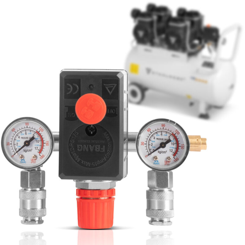 foto del prodotto de-20 st pressostato 0-8 bar con manometro e 2 attacchi rapidi - stahlwerk