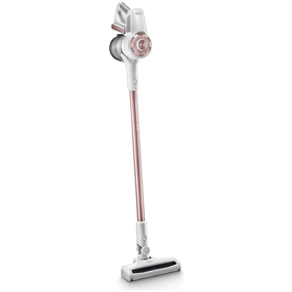 foto del prodotto de longhi colombina evo 2in1 scopa ricaricabile senza sacco potenza 400 w colore bianco rosa