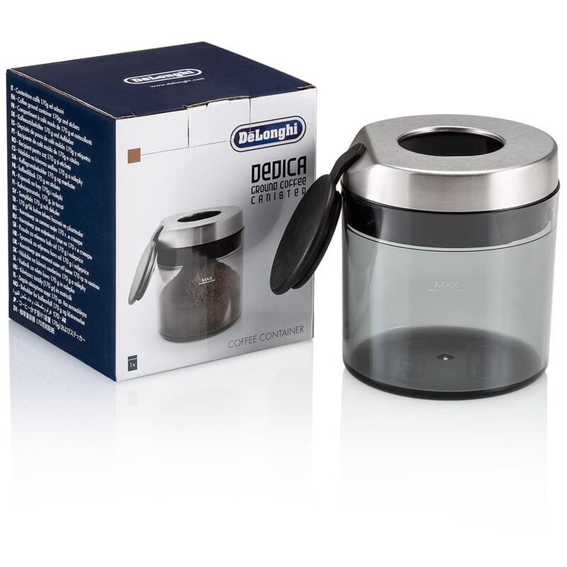 foto del prodotto de'longhi dedica canister, contenitore per conservare caffè, accessori caffè per caffè macinato, ideale per macinacaffè dedica, capacità 170 g, dlsc305