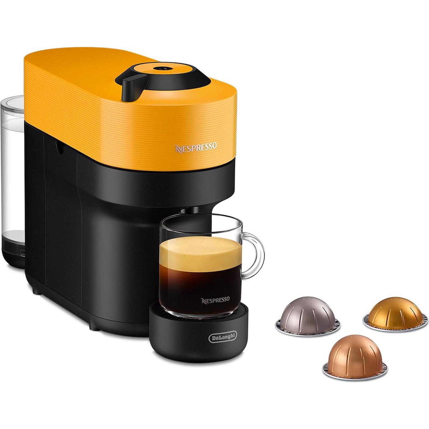 foto del prodotto de longhi macchina da caff vertuo pop env90.y capsule nespresso 0.56 litri colore nero giallo