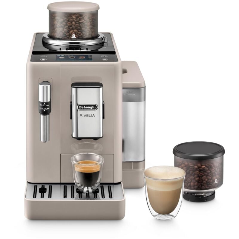 foto del prodotto de'longhi rivelia perfetto exam440.35.bg, macchina da caffè automatica, chicchi macinati al momento, portachicchi intercambiabile, montalatte classico, display touch a colori, beige