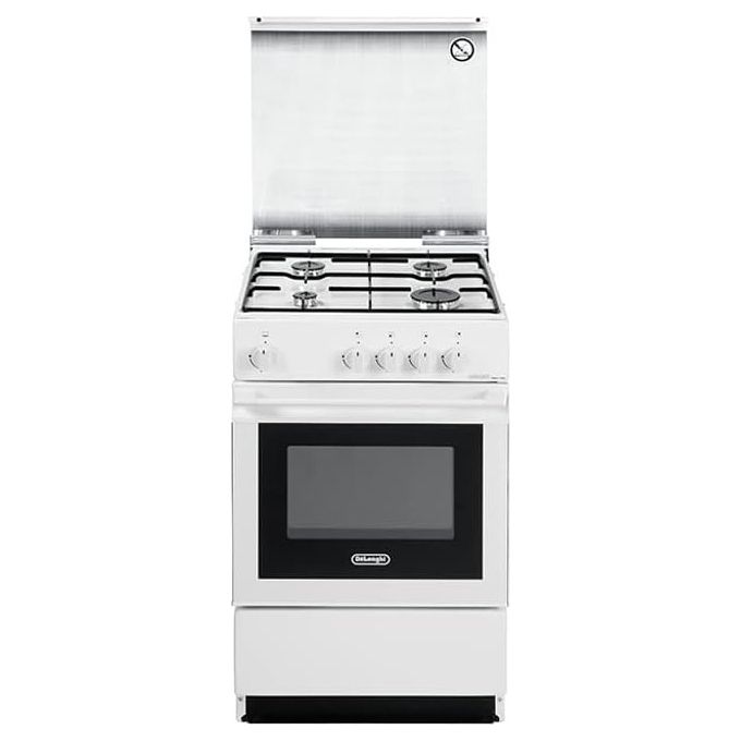 foto del prodotto de longhi sgw 554 gn n linea smart cucina a gas libera installazione forno a gas 4 fuochi classe energetica coperchio in cristallo 50 cm bianco