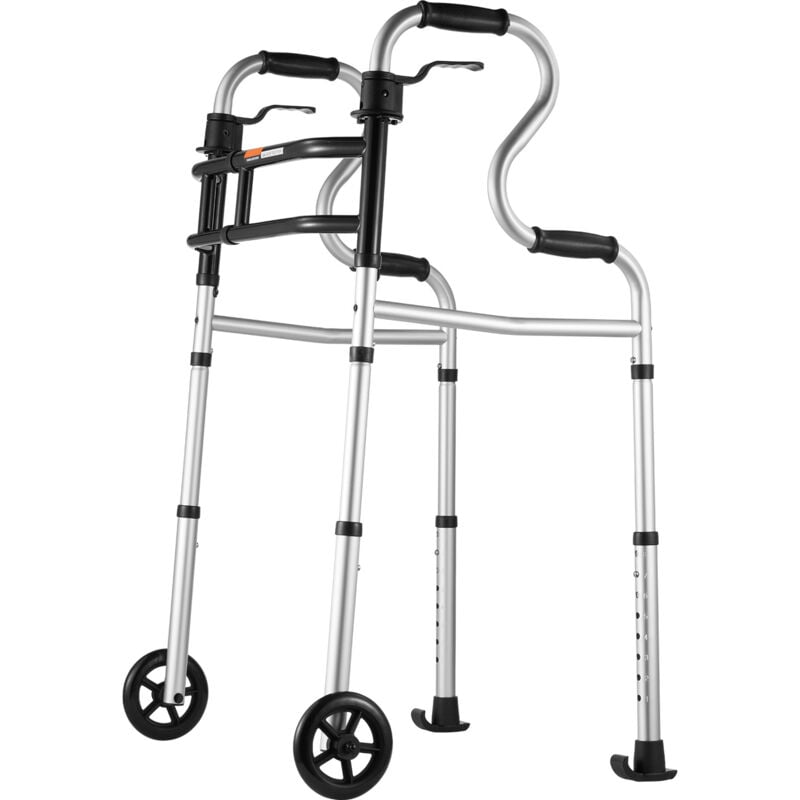 foto del prodotto deambulatore pieghevole con ruote, versatile design 3 in 1, altezza e larghezza regolabili, telaio in alluminio leggero ruote anteriori per una