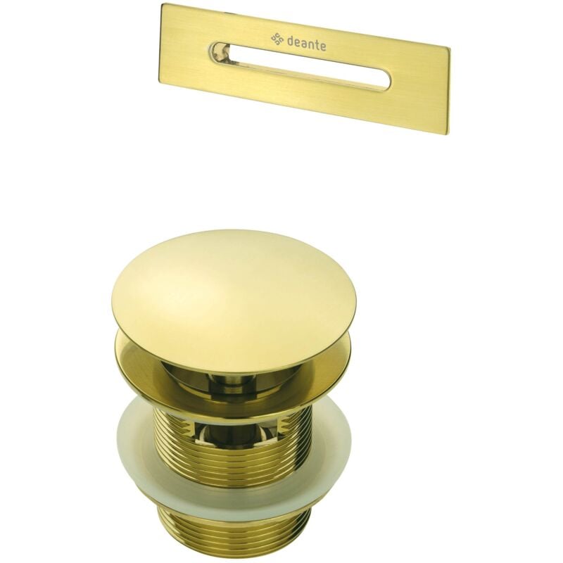 foto del prodotto deante kit accessori per vasca piletta e tappo troppo pieno in colore oro spazzolato kyyr10b oro spazzolato