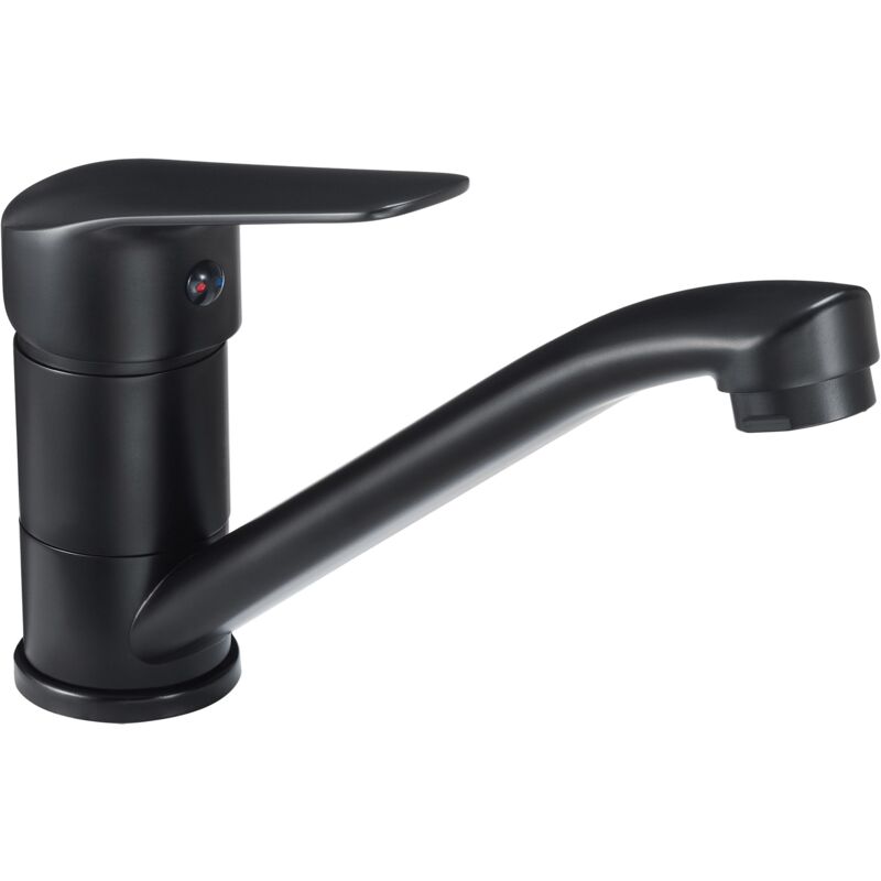 foto del prodotto deante miscelatore per lavabo monoforo in colore nero opaco con canna girevole boro bmon26m nero opaco