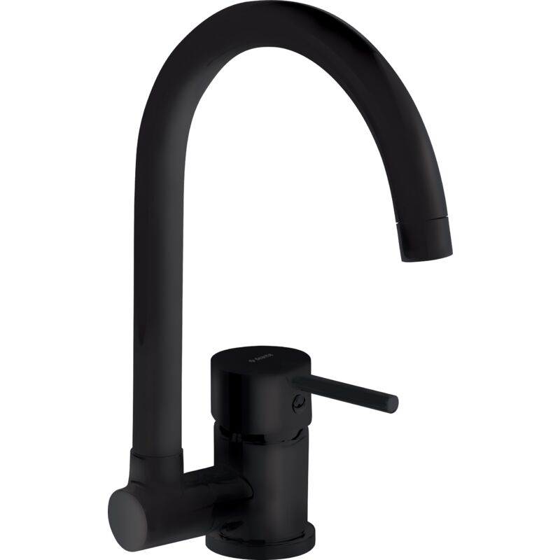 foto del prodotto deante miscelatore per lavello cucina canna abbattibile in colore nero opaco altezza minima 95 mm aster bcan61m nero opaco