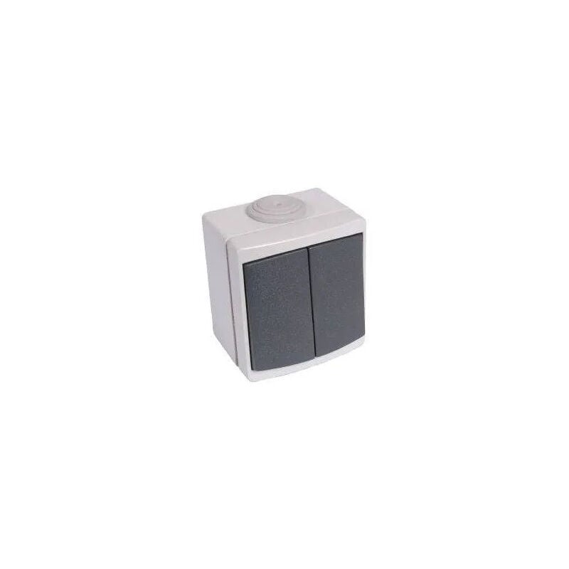 foto del prodotto debflex doppio interruttore impermeabile grigio