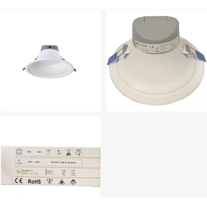 foto del prodotto dec005146 downlight essenziale 12w 6000k 125mm 100 1100lm 493cd lucibel
