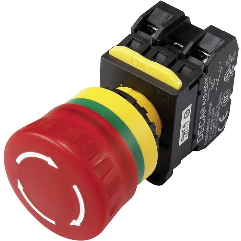 foto del prodotto deca a20l v4e01q6r interruttore di arresto di emergenza con elemento di contatto 240 v ac 6 a 1 nc ip65 1 pz.