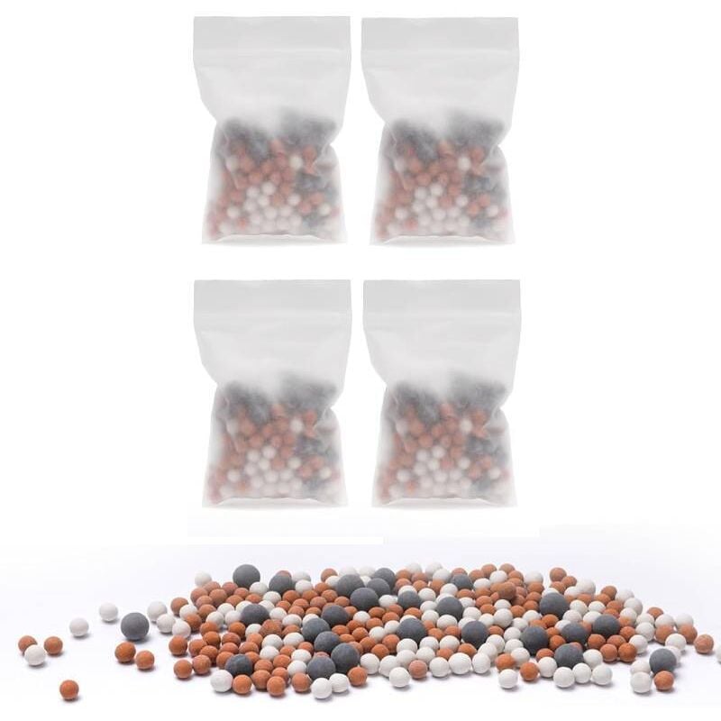 foto del prodotto decalcificante per doccia, filtro decalcificante, set di 4 pezzi di ricambio per soffione doccia decalcificante, sfera minerale per bagno, sfera