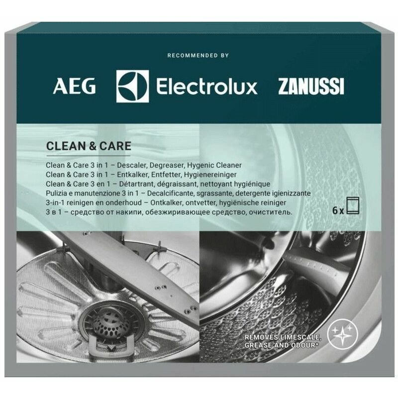 foto del prodotto decalcificante, sgrassante, detergente igienico 12 bustine x 50 g lavastoviglie electrolux 346173