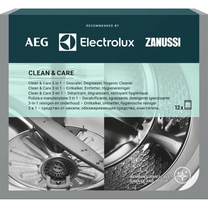 foto del prodotto decalcificante, sgrassante, detergente igienico 12 bustine x 50 g lavastoviglie electrolux 3461737332543659500
