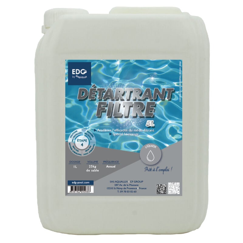 foto del prodotto decalcificatore per filtri di piscine, tanica 5l, edg aqualux 200068