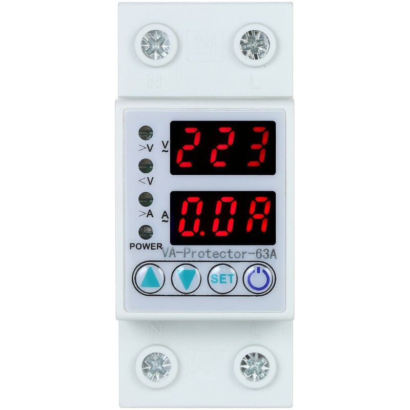 foto del prodotto decdeal 63a 220v din rail regolabile da sovratensione e sottotensione rel di protezione del dispositivo di protezione display a led di protezione