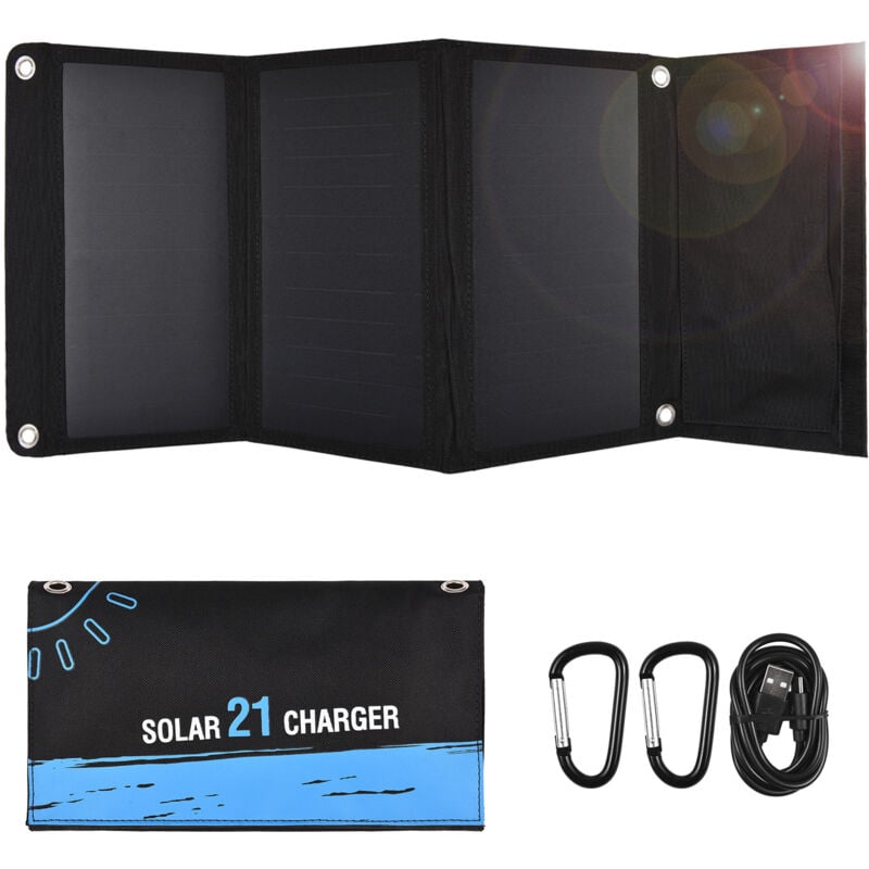 foto del prodotto decdeal caricatore portatile a pannello solare per campeggio ipx5 impermeabile 2 usb type c 21w 28w caricatore solare, 21w