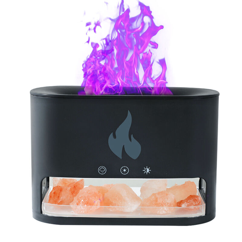 foto del prodotto decdeal diffusore di oli essenziali per aromaterapia da 250 ml, luce notturna usb tipo c, diffusore per lampada di sale con fiamma a 4 colori,
