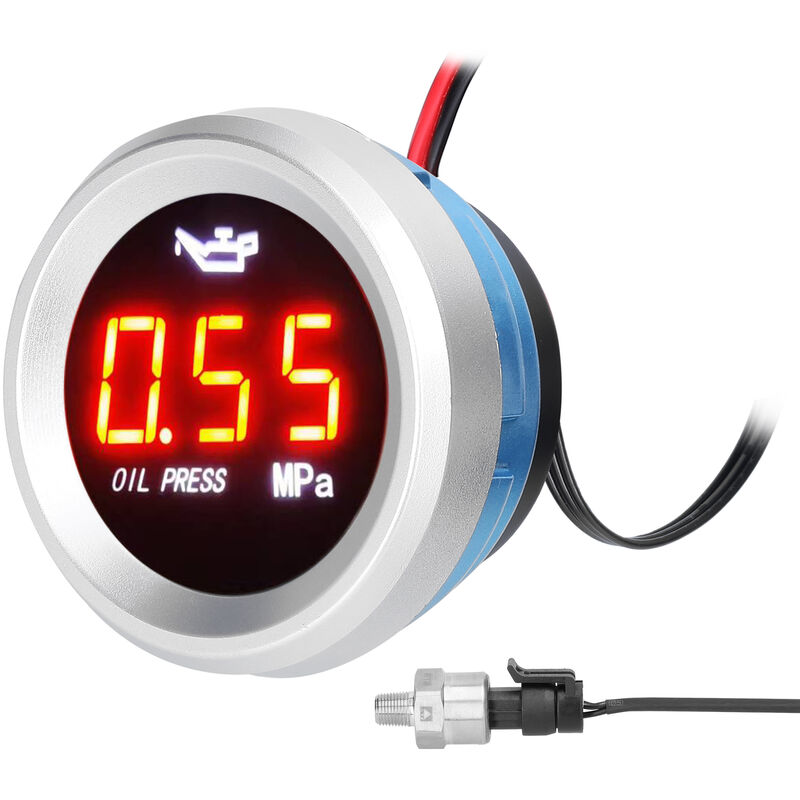 foto del prodotto decdeal display a led per misuratore digitale per auto con manometro olio da 52 mm 9 35 v con funzione di allarme sensore 1 8 npt