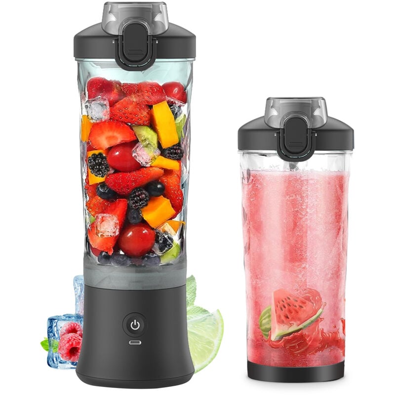 foto del prodotto decdeal frullatore portatile da 600 ml, tazza per spremiagrumi di dimensioni personali per frullati e frullati con 6 lame, tazza frullatore
