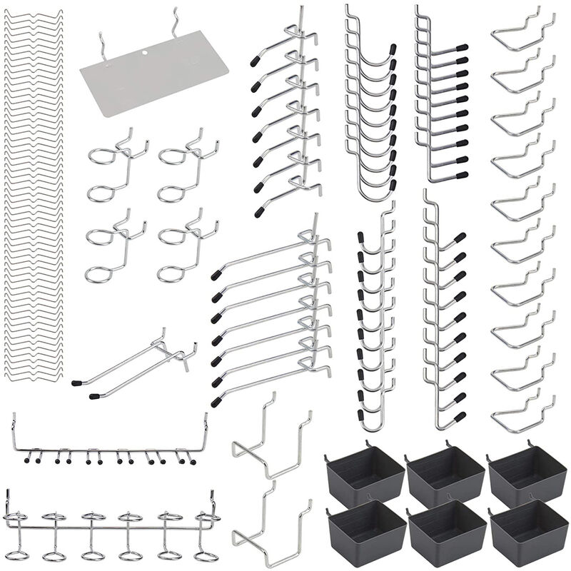 foto del prodotto decdeal kit di assortimento per organizer con ganci per pannelli forati in metallo, applicazioni per appendere serrature a piolo, 140 pezzi