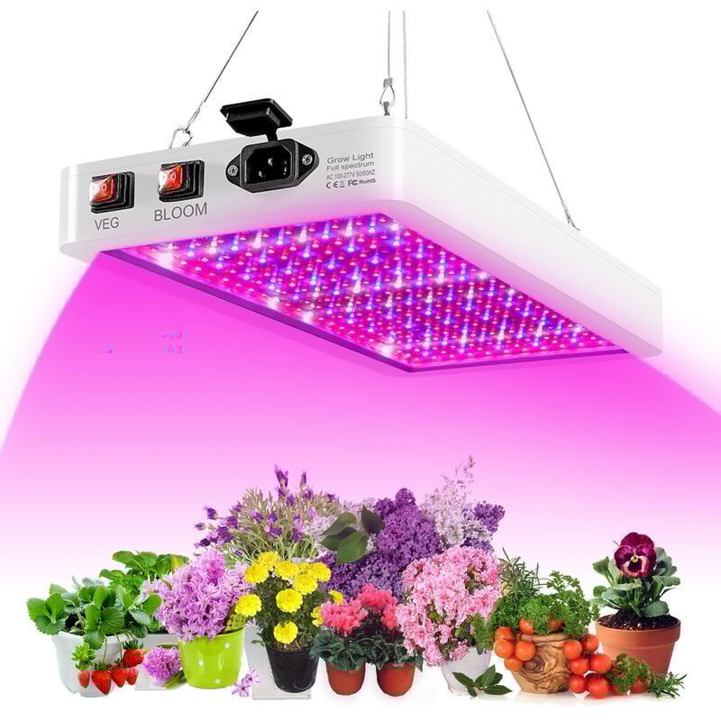 foto del prodotto decdeal lampada da coltivazione a led per piante da interno spettro completo veg e fioritura doppio interruttore ip65 lampade sospese impermeabili