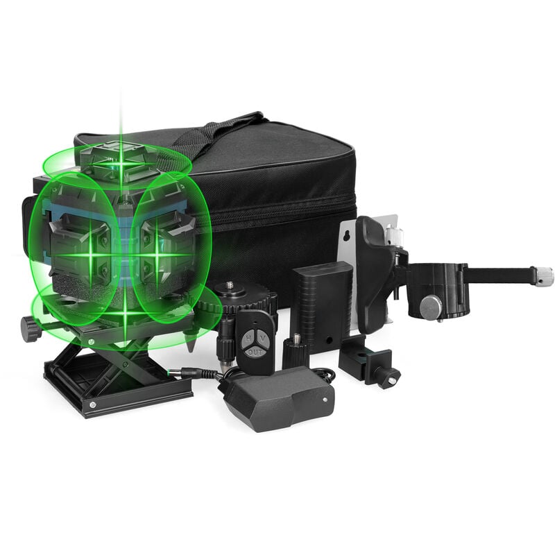 foto del prodotto decdeal livella laser orizzontale con 16 linee laser orizzontali e verticali, display digitale a batteria, fornita con un telecomando e 2 batterie,