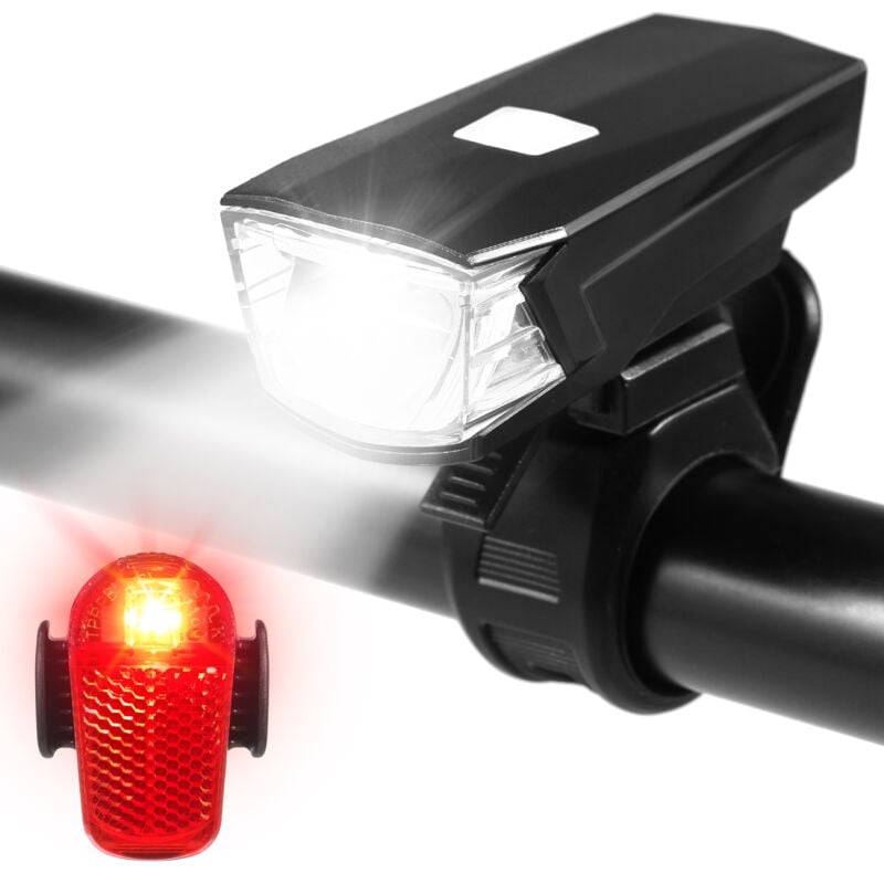 foto del prodotto decdeal luci per bici ricaricabili tramite usb per la guida notturna, luce anteriore e posteriore a led super luminosa, faro per bici, fanale