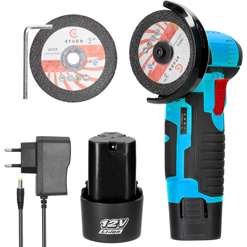foto del prodotto decdeal mini smerigliatrice angolare ricaricabile da 12 v 19500 giri min per uso domestico piccolo strumento di taglio e lucidatura motore a