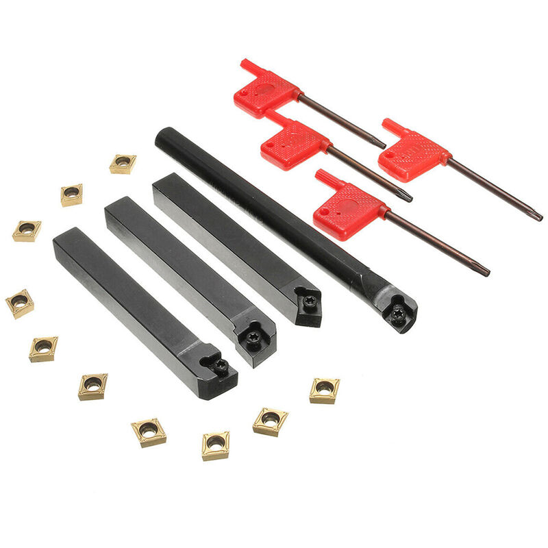 foto del prodotto decdeal portautensili per tornitura da 4 pezzi ccmt09t304 inserti in metallo duro chiave t15