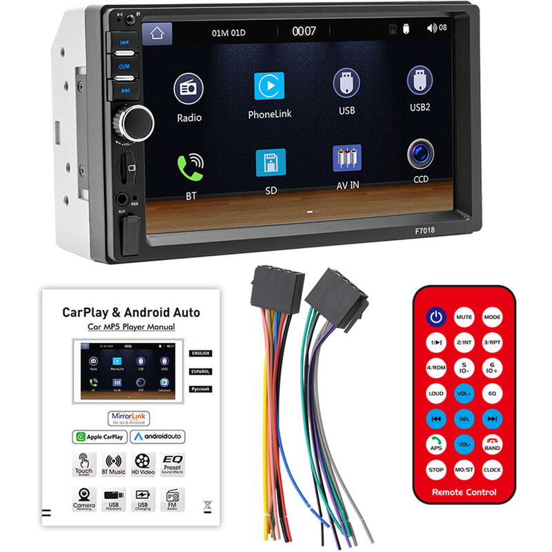 foto del prodotto decdeal ricevitore radio per auto lettore multimediale per auto bt mp5 multilingue da 7 pollici