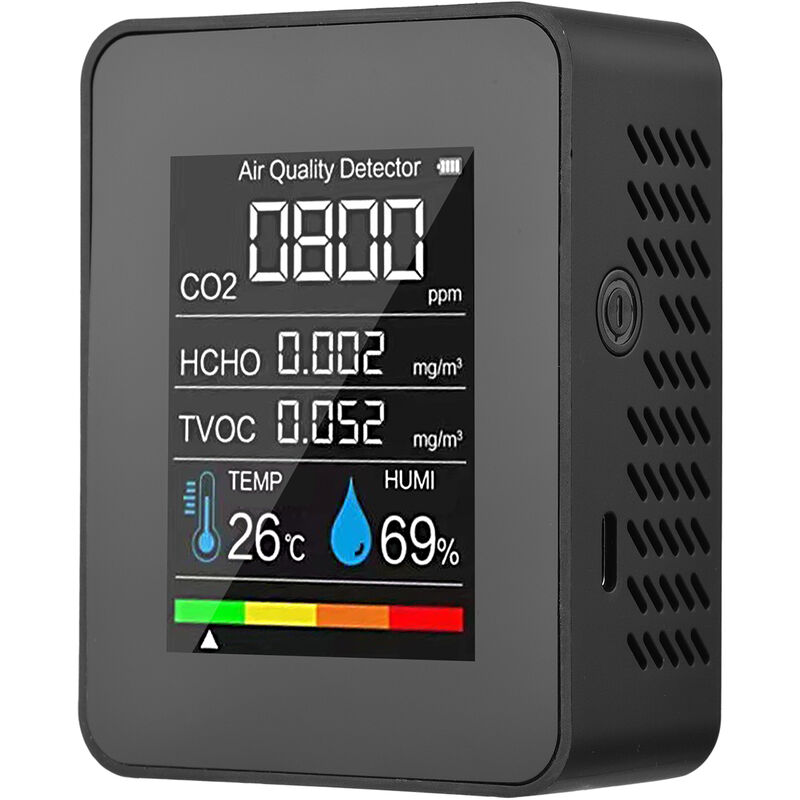 foto del prodotto decdeal rilevatore di gas 5 in 1 co2 formaldeide hcho tvoc temperatura umidit display digitale schermo a colori lcd rilevatore di co2 sensore a