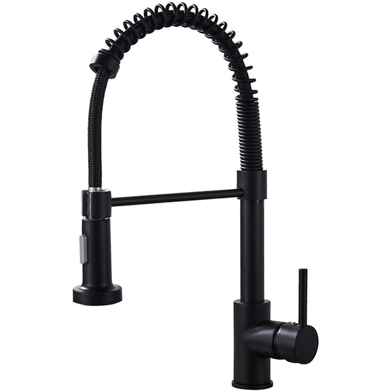 foto del prodotto decdeal rubinetto da cucina per acqua calda e fredda, rubinetto girevole con molla ad acqua mista con spruzzatore estraibile, rubinetto per lavello