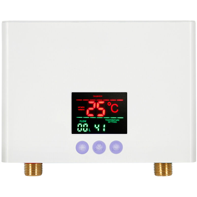 foto del prodotto decdeal scaldabagno istantaneo 3kw mini scaldabagno elettrico senza serbatoio montaggio a parete con display led regolazione della temperatura a 3
