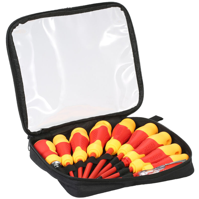 foto del prodotto decdeal set di 10 cacciaviti isolati per elettricisti con teste phillips scanalate magnetiche
