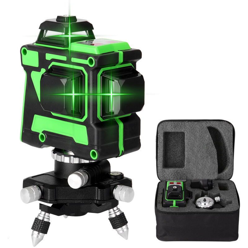 foto del prodotto decdeal strumento di livello laser 3d a 12 linee linee orizzontali verticali con funzione autolivellante, 1 batteria, spina europea 1