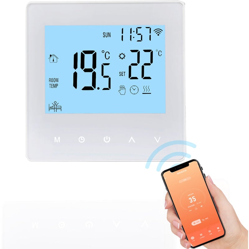 foto del prodotto decdeal termostato wifi smart tuya display lcd digitale programmabile regolatore di temperatura per riscaldamento a pavimento termostato da parete