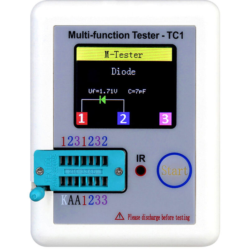 foto del prodotto decdeal tester per transistor con schermo a colori tc1 npn pnp transistor ad effetto di campo diodo resistore induttore condensatore tiristore