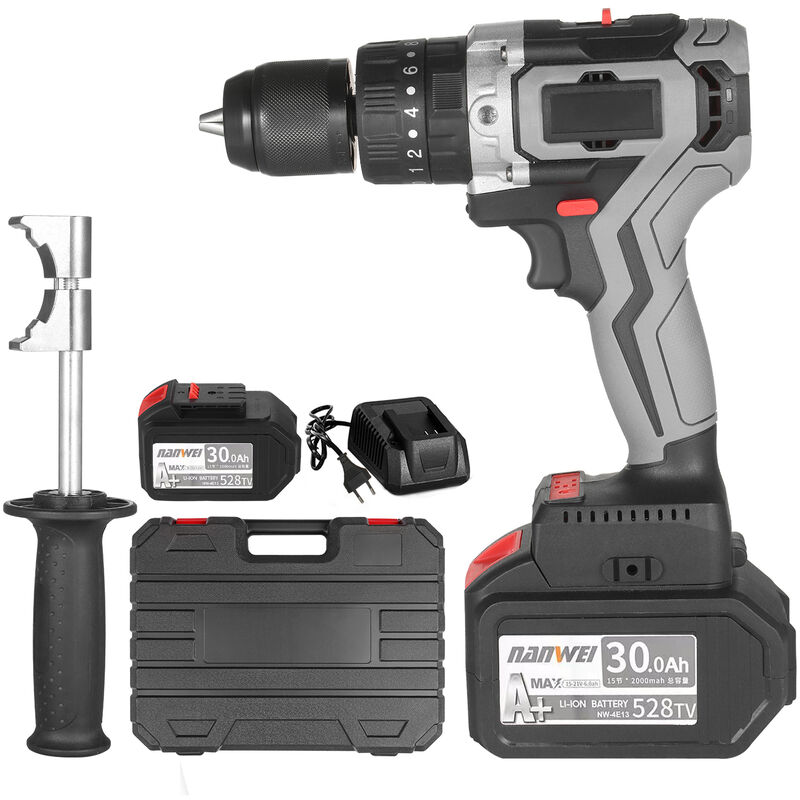 foto del prodotto decdeal trapano avvitatore a batteria 21v 6.0a batteria coppia massima 200n.m mandrino autoserrante in metallo da 1 2 pollice 20 3 posizioni 0