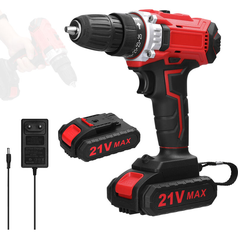 foto del prodotto decdeal trapano elettrico multifunzionale per uso domestico 21v, controllo a 2 velocit , regolazione continua della velocit , modalit di